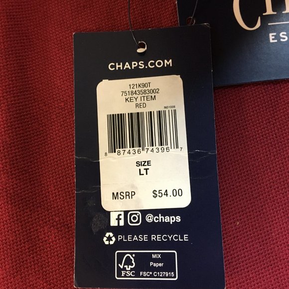 MENs Golf Polo Shirts Chaps Red (LT) 100% Cotton NWT MSRP $54 MINT CONDITION - Picture 11 of 15